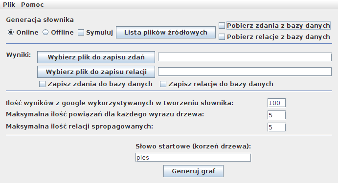 4.2. Architektura systemu 23 4.2.1. Interfejs użytkownika Podstawowym zadaniem interfejsu użytkownika jest umożliwienie konfiguracji parametrów aplikacji.