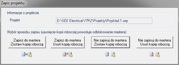 Wersja V7R2 A.2. PROJEKT I ZAPIS PROJEKTU 9. Tryb otwierania projektu i pracy w trybie "safemode" udoskonalone. Uruchomienie trybu z okna konfiguracji projektu.