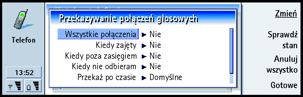 91 Rysunek 24 Jak przekazywaæ wszystkie po³±czenia g³osowe Ta us³uga przekazywania pozwala kierowaæ przychodz±ce po³±czenia g³osowe na inny numer telefonu.