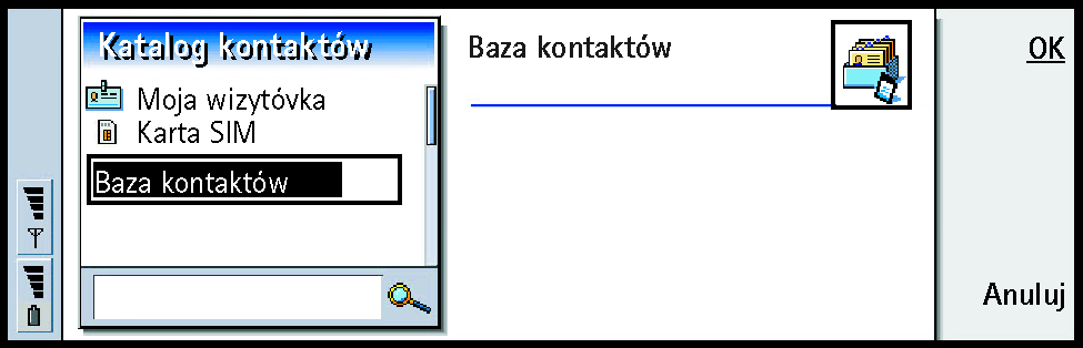 Jak utworzyæ now± bazê danych o kontaktach Bazy danych o kontaktach tworzy siê na karcie pamiêci. 1 Naci nij klawisz Menu i wybierz Plik > Wiêcej opcji > Nowa baza danych.