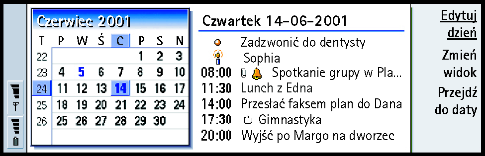 132 Aplikacja 'Kalendarz' Wskazówka: Aby móc edytowaæ wydarzenie, prawa ramka musi byæ aktywna. Je li jeste w lewej ramce, przejd¼ do ±danej daty i naci nij klawisz 'Enter'.