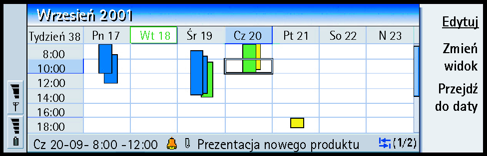 Aby zobaczyæ poprzedni± listê zadañ, naci nij < na klawiszu ze strza³kami. Nastêpn± listê zobaczysz, gdy naci niesz >. Terminy wykonania zadañ pokazane s± w nawiasach, po prawej stronie.