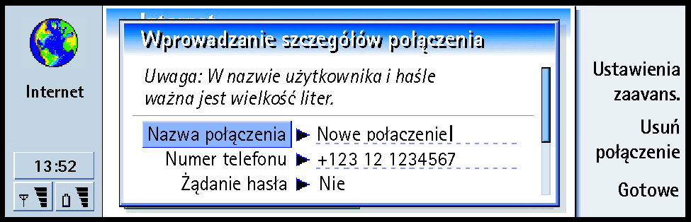 146 Internet Rysunek 52 2 Je li ju zdefiniowa³e jakie po³±czenia, mo esz je wykorzystaæ do utworzenia nowego. Po naci niêciu Nowy naci nij U yj istniej±ce.