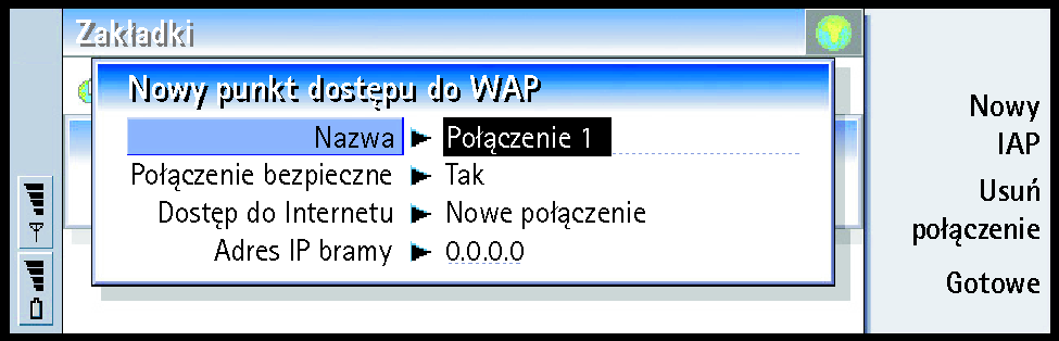 167 2 Naci nij Nowy, je li chcesz utworzyæ nowe po³±czenie, lub Edytuj, je li chcesz zmieniæ ustawienia istniej±cego po³±czenia. Otworzy siê okno dialogowe. (Patrz rys. 64).