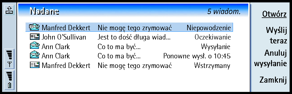 nowa wiadomo æ w poczcie g³osowej nowa wiadomo æ od operatora sieci nowa wizytówka nowe, zaplanowane w kalendarzu zaproszenie nowy d¼wiêk dzwonka nowe dane o konfiguracji zdalnej skrzynki pocztowej