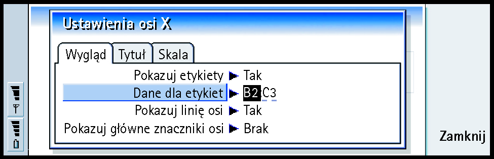 Jak edytowaæ wykresy 1 Naci nij Wybierz obiekt. Otworzy siê okno dialogowe.