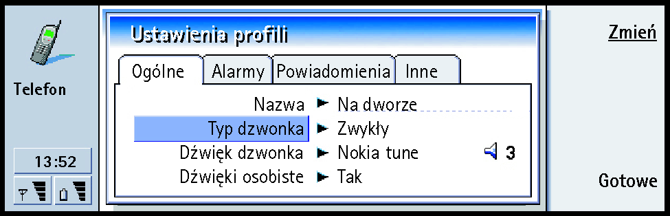 2 Aby zmodyfikowaæ ustawienia dowolnego profilu, pod wietl jego nazwê i naci nij Edytuj. Pojawi siê okno dialogowe zawieraj±ce cztery strony, tak jak to pokazano to na rysunku 22.