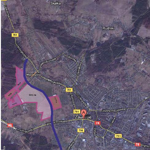 Tereny inwestycyjne Strefa Aktywności Gospodarczej Kierunek Częstochowa, Warszawa droga A1 (25 km) 200 ha pod inwestycje