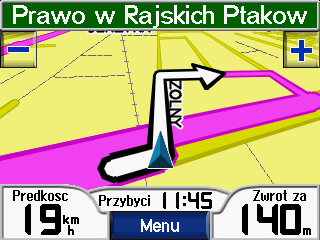 Rozpoczęcie użytkowania Podróżowanie wzdłuż trasy W miarę podróżowania urządzenie zūmo prowadzi do celu podróży za pomocą instrukcji głosowych, strzałek na mapie i wskazówek wyświetlanych w górnej