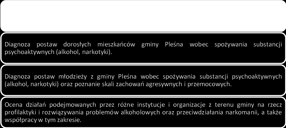 RYSUNEK 1. GŁÓWNE CELE BADANIA Przebieg i koncepcja badań Badania były prowadzone od stycznia do kwietnia 2014 roku na terenie gminy Pleśna. Szczegółową koncepcję badania tj.