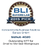 Powrót do spisu treści Nagroda dla bizhub 4020 Konica Minolta Business Solutions Europe otrzymała od Buyers Laboratory LLC (BLI) wyróżnienie Summer Pick Award 2015.