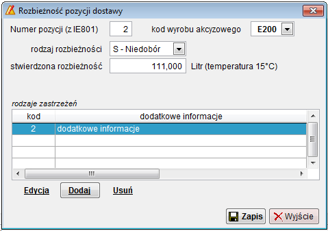 Podmiot odbierający ma obowiązek wpisania wyników odbioru.