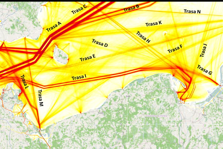 Rozmieszczenie głównych i zwyczajowych tras żeglugowych