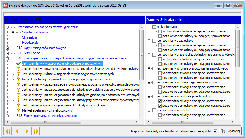 Jak eksportować do SIO dane z programu Sekretariat Optivum? 11/16 1. Zaznacz wybraną gałąź w panelu po lewej stronie. 2.