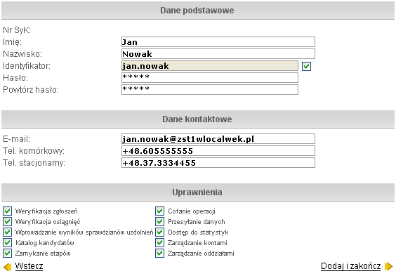 Zarządzanie PN Dokładniejsze informacje na ten temat zostały zawarte w rozdziale Modyfikacja danych konta (opcja Moje konto ) w podrozdziale Uprawnienia. Rysunek 103.