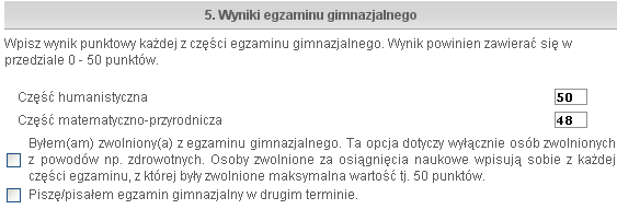 Wprowadzanie osiągnięć kandydata Inne zajęcia edukacyjne Aby wprowadzić informacje na temat innych zajęć edukacyjnych, należy wpisać nazwę zajęcia, ocenę i zaznaczyć, czy jest to przedmiot