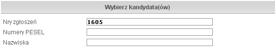 Etap II weryfikacja zgłoszeń sprawdzeniu, czy do dokumentu dołączone zostały wszystkie wskazane na nim załączniki. Następnie należy wyszukać kandydata, którego zgłoszenie będzie weryfikowane.