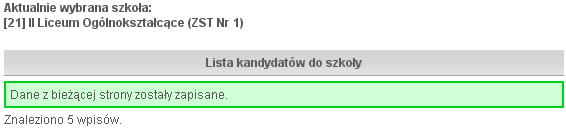 Etap IV wprowadzanie punktów dodatkowych Rysunek 54. Komunikat wyświetlany po zapisaniu danych. Należy sprawdzić, czy uprzednio wprowadzone wyniki są poprawne.