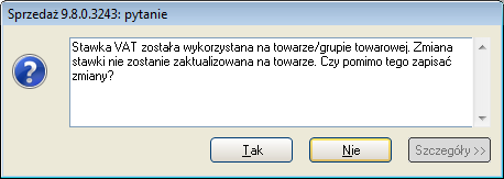 Aby możliwe było dodanie/zmiana stawki, stawka ta musi różnid się od pozostałych przynajmniej jednym z parametrów: symbol lub wartośd.