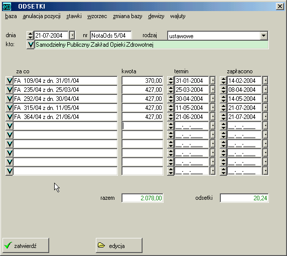 3.2 Odsetki - nota odsetkowa 19 Rysunek 3.