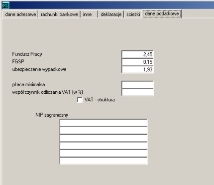 38 Ustawienia programu REGON NIP data urodzenia osoba fizyczba nie wypłaca chorobowe (do 20 pracowników) osobne DRA dla właścicieli składa RGA status ZPCH numer REGON, numer NIP, data urodzenia