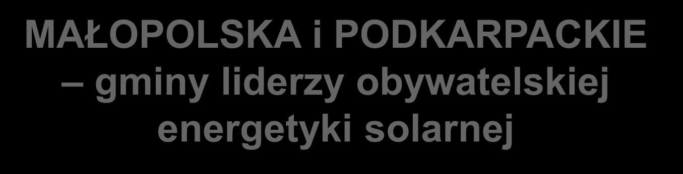 MAŁOPOLSKA i PODKARPACKIE gminy liderzy obywatelskiej energetyki solarnej - Przykłady 5 dużych projektów: - Miasto i Gmina Niepołomice - Powiat Suski - Gmina Busko-Zdrój - Gmina Mszana Dolna -