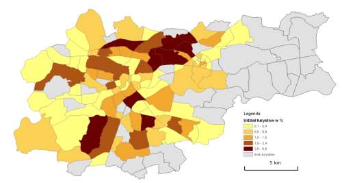 Przykład wykorzystania kodów pocztowych Prądnik Biały Południe Udział turystów odwiedzających GPN wg jednostek urbanistycznych Mistrzejowice Czyżyny Lotnisko Bieoczyce Nowe Rakowice Stare Podgórze