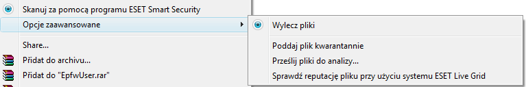 Security. Aktywacj a produktu ta opcja umożliwia aktywację używanego oprogramowania zabezpieczającego firmy ESET.