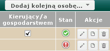 (zarządzanie ankietami osobowymi) W dziale Aktywnośd Ekonomiczna, w przypadku gospodarstw osób fizycznych tworzone jest zestawienie tabelaryczne dotyczące członków rodziny użytkownika gospodarstwa