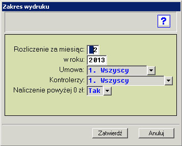 2.10.3 Wydruk wpłat - prowizji Wydruk przedstawia zestawienie wpłat prowizji Wybór zakresu