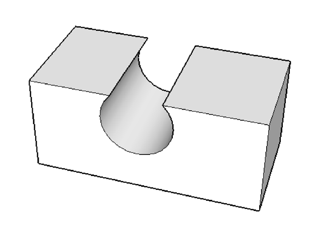 Przecięcia (operacje binarne) Program SketchUp umożliwia łatwe tworzenie skomplikowanych form geometrycznych poprzez przecinanie dwóch brył, np.