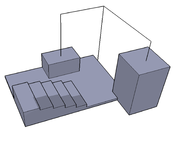 Na poniższym rysunku pokazano model, którego cała geometria położona jest na płaszczyźnie podłoża lub ponad nią.