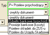 Rys. 164. Okno Informacje o przelewie wprowadzanie danych dotyczących przelewu. W oknie tym dokonuje się m.in. wyboru typu przelewu (pole Typ).