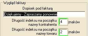 Aby na fakturach w nazwie kontrahenta nie były drukowane wprowadzone w ten sposób przedrostki w nazwach kontrahentów, naleŝy wybrać odpowiednią opcję w oknie Opcje sprzedaŝy (menu Opcje Opcje