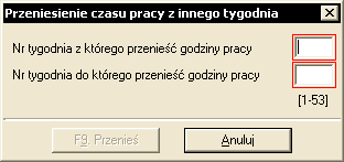 1. Nieobecności: Ta funkcja powoduje Ŝe w oknie zawierającym dokładny czas pracy pracownika w poszczególnych dniach zostaną uwzględnione informacje o urlopach i innych przyczynach nieobecności w