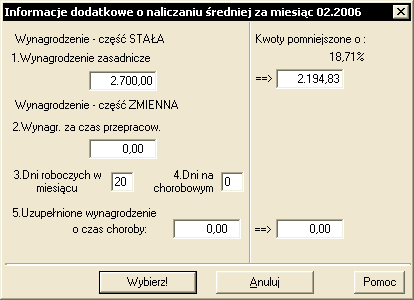 Rys. 217. Okno Informacje dodatkowe o naliczaniu średniej za miesiąc.