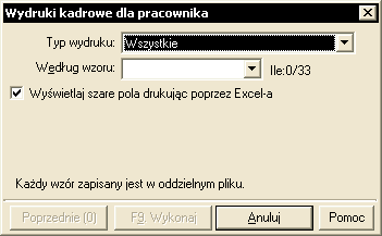 Deklaracje PIT-11/8B, PIT-40 Sporządzenie deklaracji podatkowych wymaga najpierw podświetlenia w oknie pracownika, którego dotyczy deklaracja, a następnie sprowadza się do wyboru w oknie Wydruk