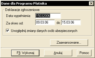 Wysyłanie danych zgłoszeniowych do programu Płatnik Aby przygotować deklaracje zgłoszeniowe pracowników w programie Płatnik naleŝy skorzystać z polecenia menu Zestawienia Pracownicy Wyślij dane do