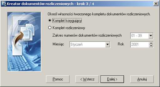 Rysunek 68. Okno: Kreator dokumentów rozliczeniowych krok 2/4 4. W trzecim kroku kreatora (patrz Rysunek 69) okre"l wa"ciwo"ci tworzonego kompletu dokumentów.