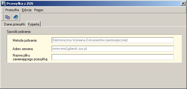 Rysunek 141. Okno Przesy&ka z ZUS (zakadka Koperta) 5.7.5.2 Filtrowanie przesy ek pobranych Funkcja w znacznym stopniu uatwia przeglndanie przesyek w obszarze roboczym Przesy,ki pobrane.