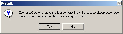 Dla kadego z typów aktualizowanych danych, jeeli dane w kartotece sn identyczne z danymi w wycingu (ta sama liczba wypenionych pól tymi samymi warto"ciami) aktualizacja kartoteki nie bkdzie