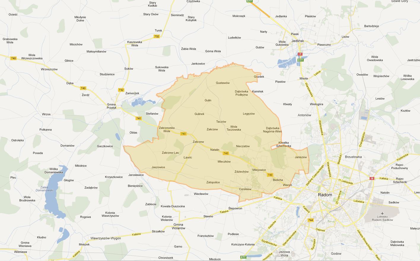 2.4.13. Gmina Zakrzew A. Informacje ogólne Poniższa mapa ukazuje położenie gminy na tle Powiatu Radomskiego. Mapa 23.