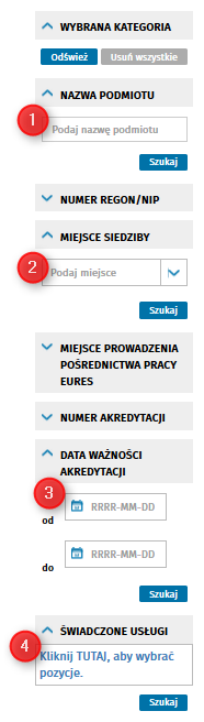 Wstep W zaleznosci od typu pola uzytkownik powienien wybrac z listy, wpisac lub uzupelnic w inny sposób interesujace go kategorie: pole do