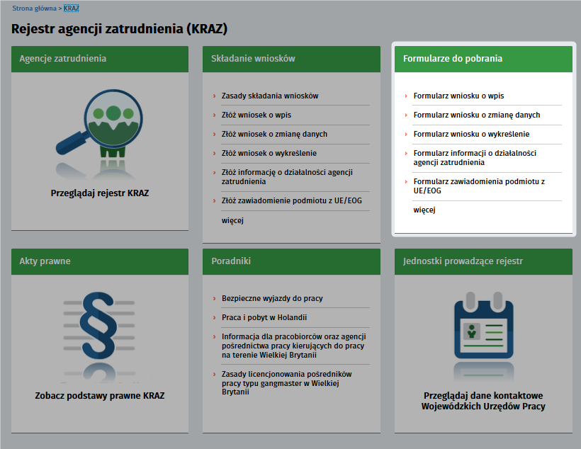 Rejestr Podmiotów Prowadzacych Agencje Zatrudnienia rodziale Skladanie wniosków. 3.