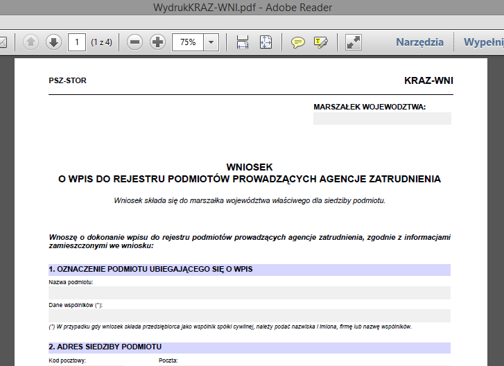 3.4 Rejestr Podmiotów Prowadzacych Agencje Zatrudnienia Akty prawne Aby sprawdzic akty prawne rejestru