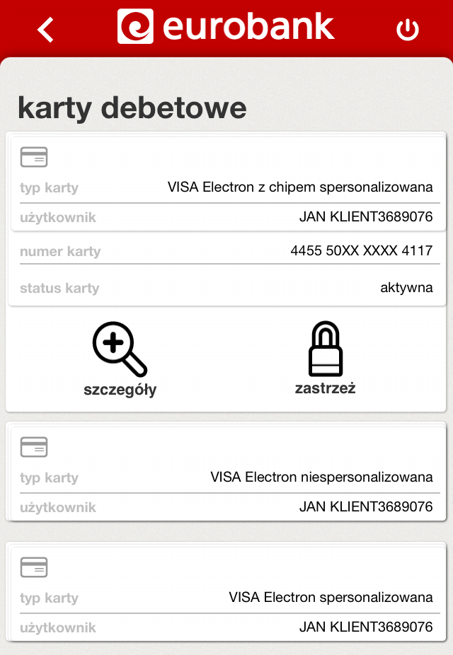 Karty kredytowe Korzystając z aplikacji eurobank mobile masz