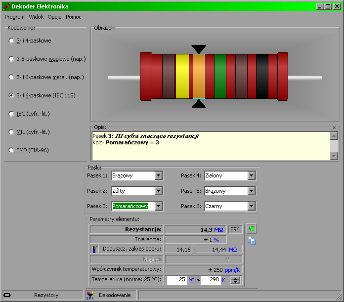 Użyteczny program do dekodowania rezystorów