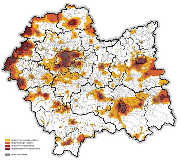 SPR środowisko Subregion charakteryzujący się dużą ilością wytworzonych odpadów przemysłowych 0,5 mln Mg Wysoki