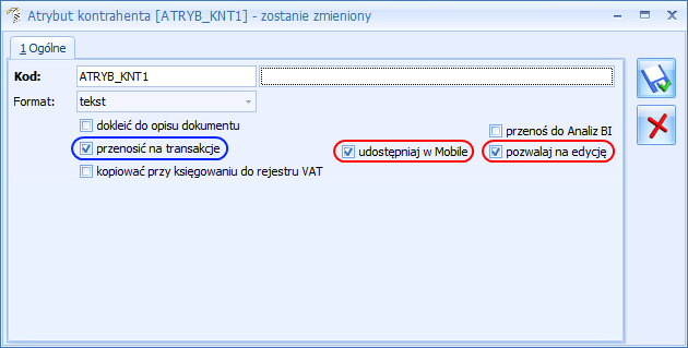 Atrybuty Kontrahenta Atrybuty kontrahenta wysyłane są na urządzenie mobilne na takich samych zasadach jak atrybuty towarów.