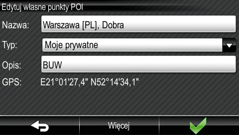 ..5. Własne punkty POI MapaMap Travel umożliwia dodawanie własnych punktów użyteczności publicznej. Użytkownik może dodać np.